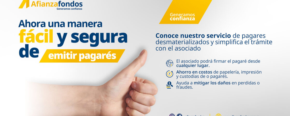 Banner Ahorra Facil y seguro emitir Pagares