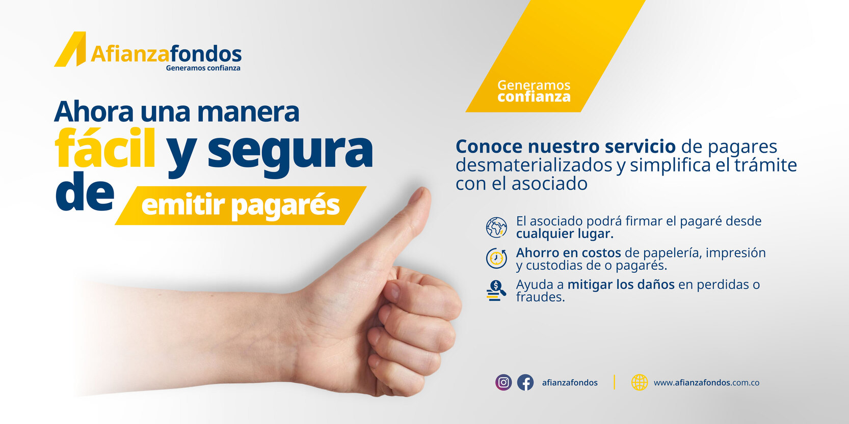 Banner Ahorra Facil y seguro emitir Pagares